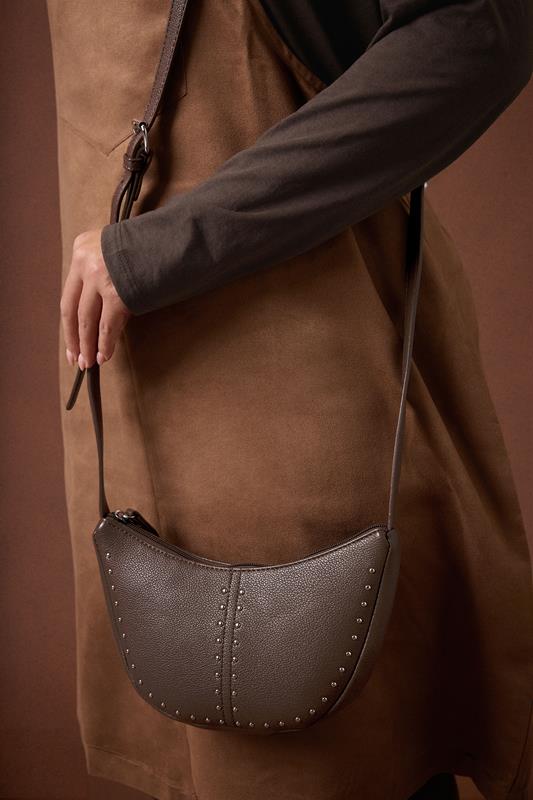 Brown Stud Detail Cross Body Bag