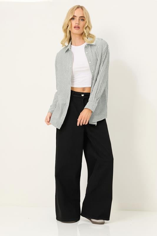 PixieGirl Petite Women's Grey Stripe Long Sleeve Shirt | PixieGirl 2