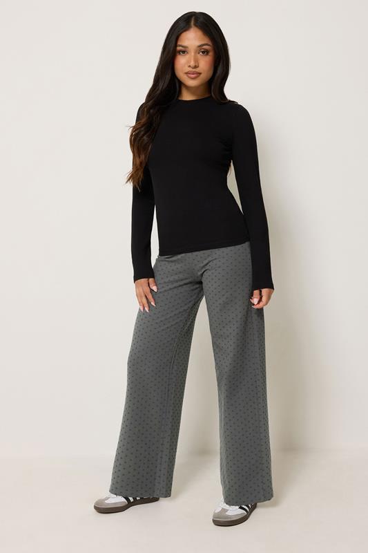  PixieGirl Petite Grey Polka Dot Wide Leg Yoga Pants