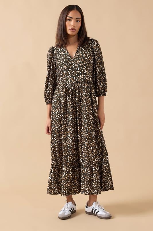 Petite  PixieGirl Petite Brown Animal Collar Maxi Dress