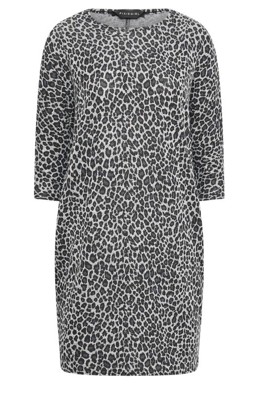 Petite  PixieGirl Grey Leopard Print Tunic Dress