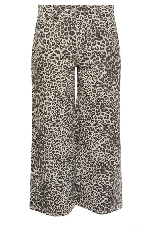 PixieGirl Petite Women's Light Brown Leopard Print Wide Leg Jeans | PixieGirl 7
