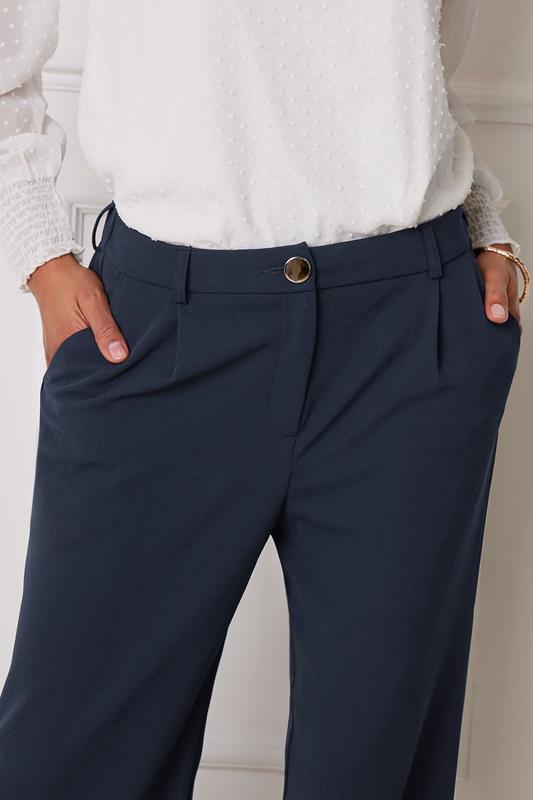 M&Co Navy Blue Scuba Wide Leg Trousers | M&Co 5