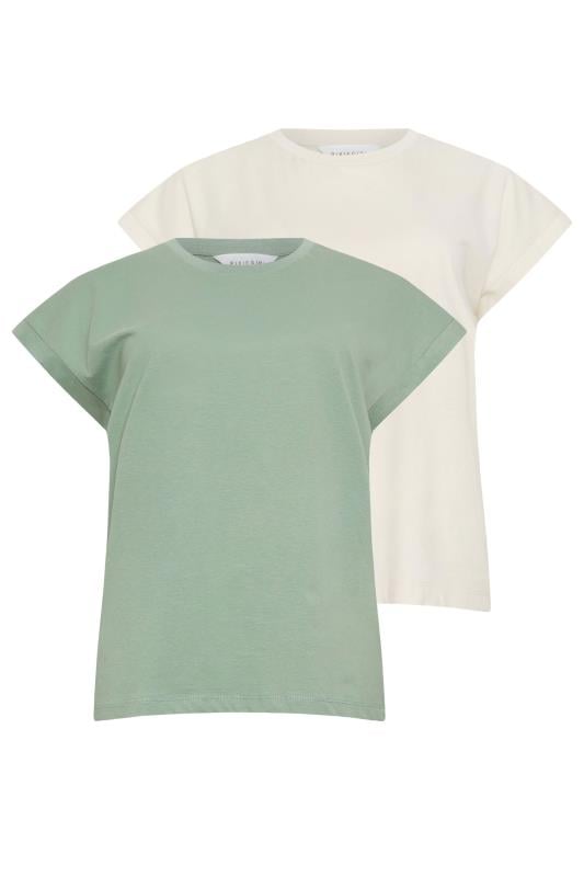 PixieGirl 2 PACK Petite Women's Sage Green & Cream Short Sleeve T-Shirts | PixieGirl 7