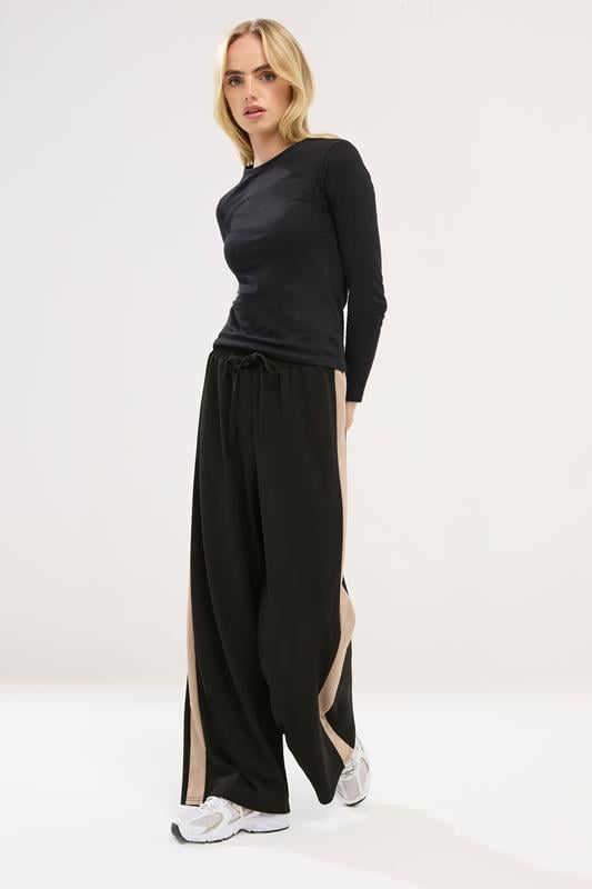 PixieGirl Petite Womens Black Side Stripe Trousers | PixieGirl 1