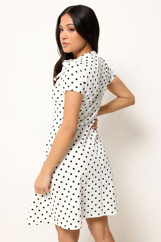 PixieGirl Petite Women's White Polka Dot Tie Detail Mini Dress | PixieGirl PixieGirl Petite Women's White Polka Dot Tie Detail Mini Dress | PixieGirl