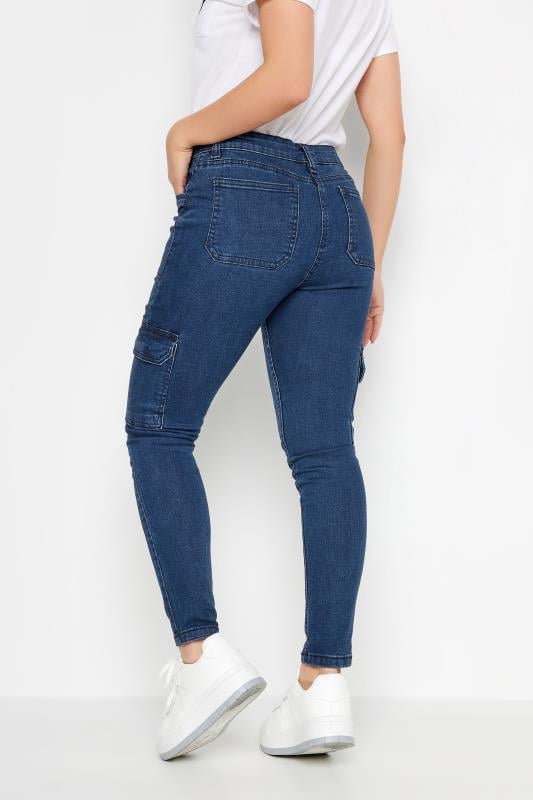 PixieGirl Petite Womens Blue Pocket Detail Cargo Skinny Jeans | PixieGirl 3