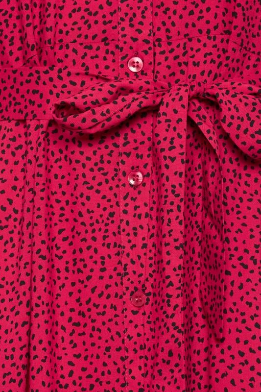 Petite Red Dalmatian Print Long Sleeve Maxi Shirt Dress | PixieGirl 6
