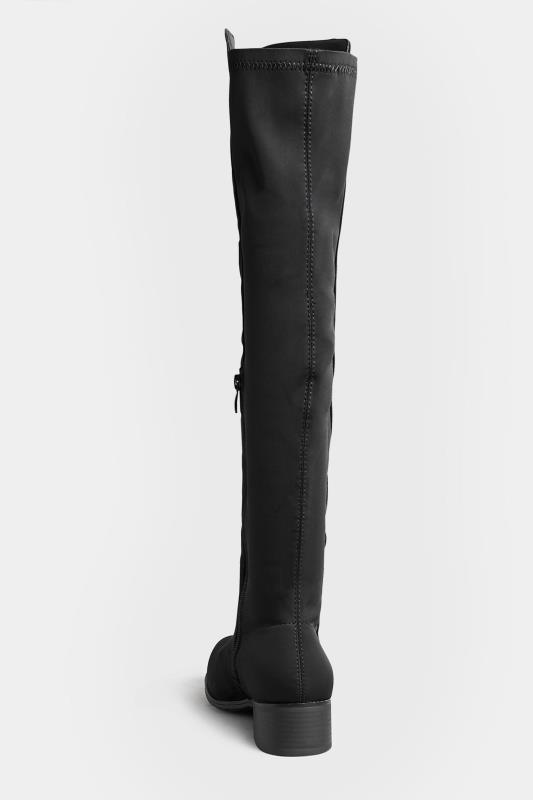 PixieGirl Black Stretch Faux Suede Over The Knee Boots In Standard D Fit | PixieGirl 4