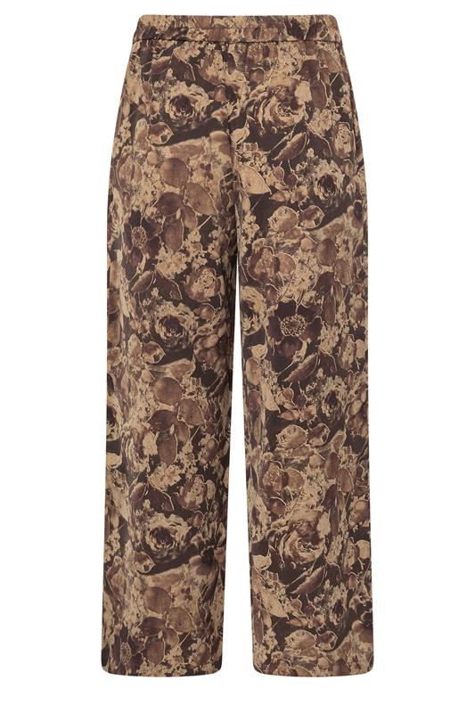 PixieGirl Petite Women's Brown Floral Wide Leg Trousers | PixieGirl 2
