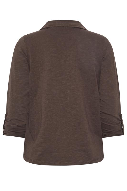 PixieGirl Petite Women's Chocolate Brown Button Cotton Shirt | PixieGirl 6