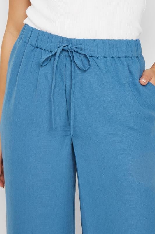 PixieGirl Petite Women's Blue Drawstring Wide Leg Trousers | PixieGirl 5