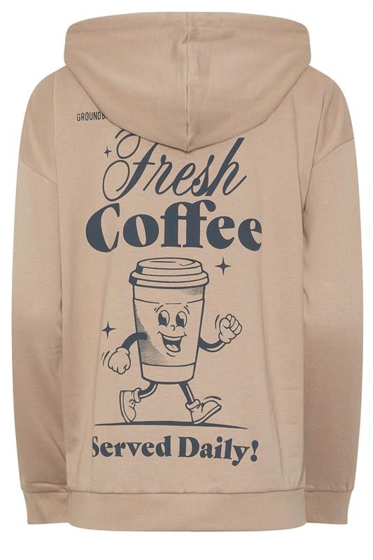 PixieGirl Petite Natural Brown 'Coffee' Slogan Drawstring Hoodie | PixieGirl 2