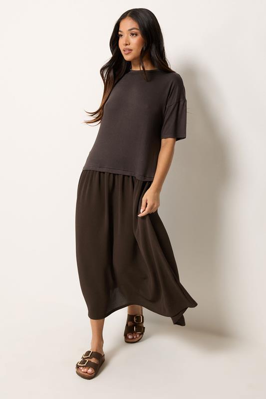 chocolate brown drop waist dress Natascha Drop Waist Cotton Midi Dress / Chocolate | MESHKI