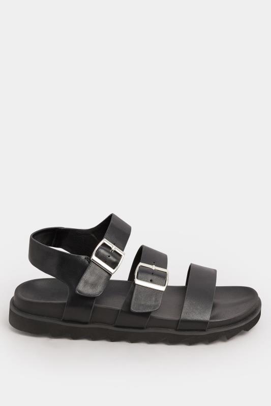 LIMITED COLLECTION Black Footbed Buckle Sandals In Extra Wide Fit | Yours Clothing 3