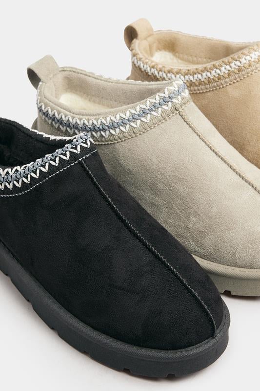 Black & Blue Faux Suede Embroidered Mules In Standard Fit | Yours Clothing 6