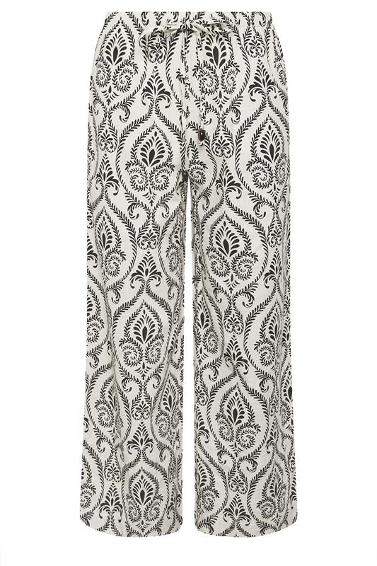 PixieGirl Petite Women's Ivory White Tile Wide Leg Trousers | PixieGirl 5