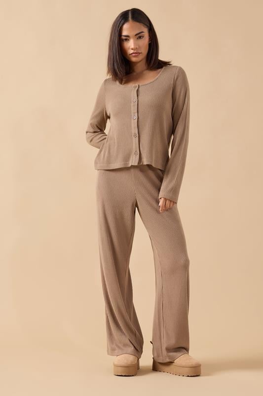 PIxieGirl Petite Women's Camel Brown Ribbed Cardigan | PixieGirl 3