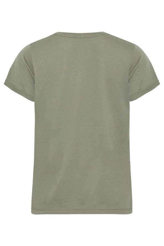 Petite Khaki Green Short Sleeve Pocket T-Shirt | PixieGirl 7