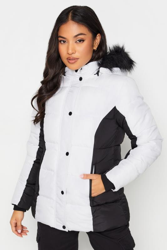 PixieGirl Black & White Colourblock Hooded Puffer Jacket | PixieGirl 5