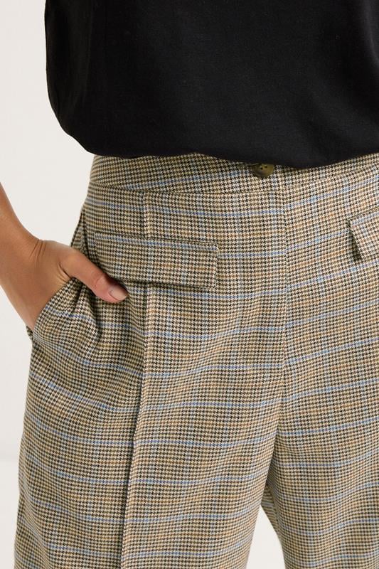 PixieGirl Petite Women's Brown Check Pocket Front Wide Leg Trouser | PixieGirl 5