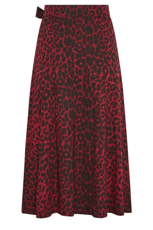 PixieGirl Red Leopard Print Midi Skirt | PixieGirl