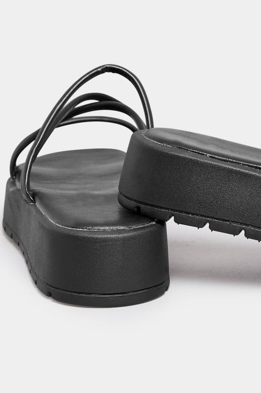 PixieGirl Black Strappy Flatform Sandals In Standard Fit | PixieGirl 4