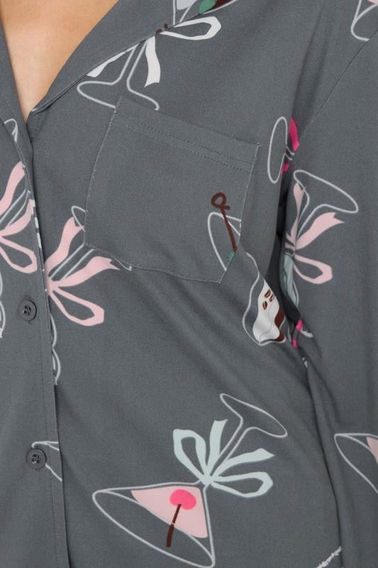 PixieGirl Petite Women's Grey Soft Touch Cocktail Pyjama Set | PixieGirl 4