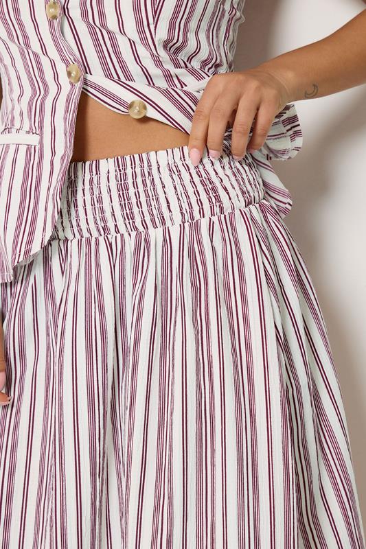 PixieGirl Petite Women's Burgundy Red Stripe Maxi Skirt | PixieGirl  4