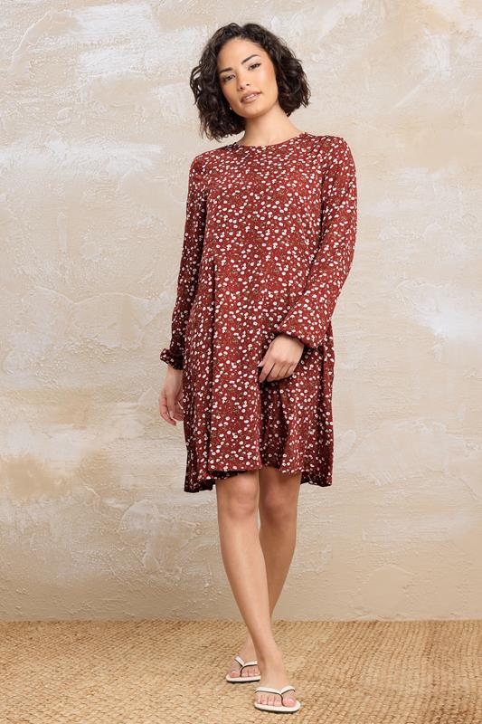 PixieGirl Petite Women's Rust Orange Floral Mini Dress | PixieGirl 2