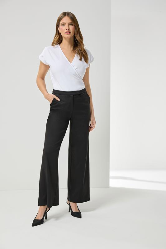  M&Co Black Ponte Wide Leg Trousers