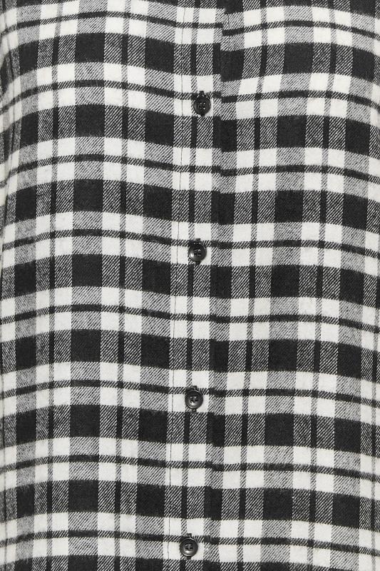 Petite Black & White Check Print Brushed Boyfriend Shirt | PixieGirl 5