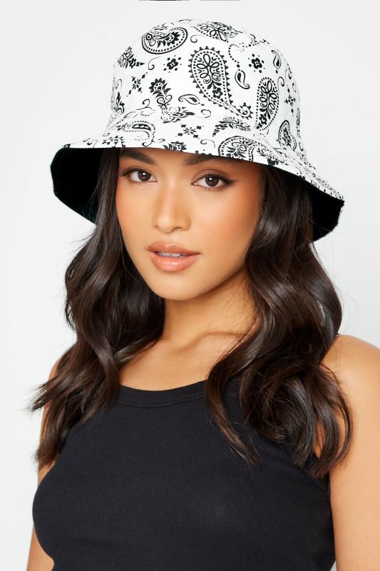 White Paisley Print Bucket Hat | Yours Clothing  1