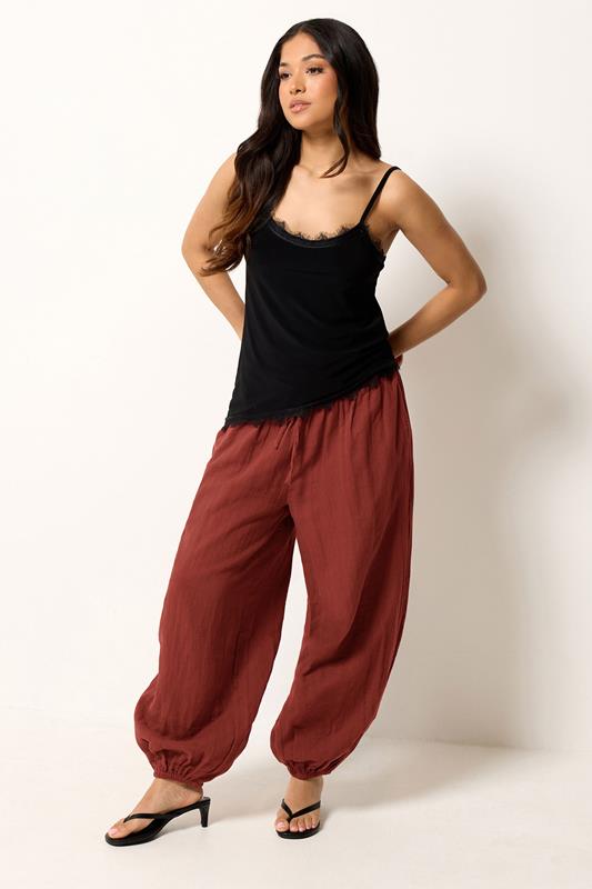  PixieGirl Petite Brick Red Cheesecloth Cotton Balloon Trousers