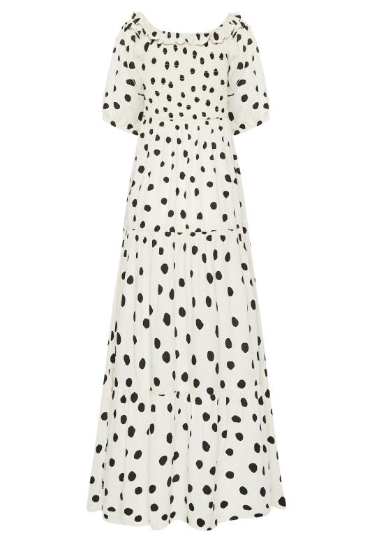 PixieGirl White Polka Dot Puff Sleeve Maxi Dress | PixieGirl 7