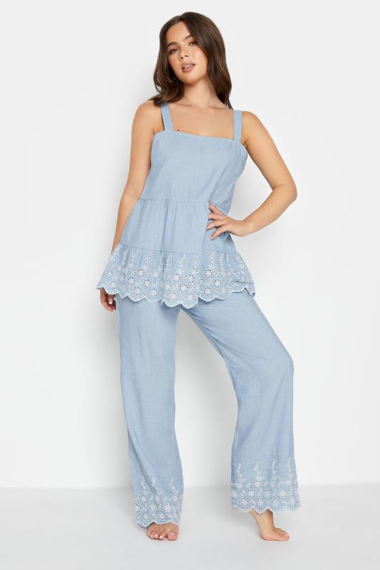 PixieGirl Blue Broderie Anglaise Cami Pyjama Top | PixieGirl 2