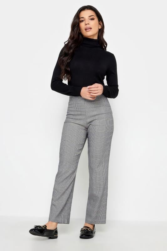 PixieGirl Womens Grey Check Straight Leg Trousers | PixieGirl  1