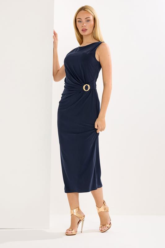  STAR Navy Blue Wrap Dress