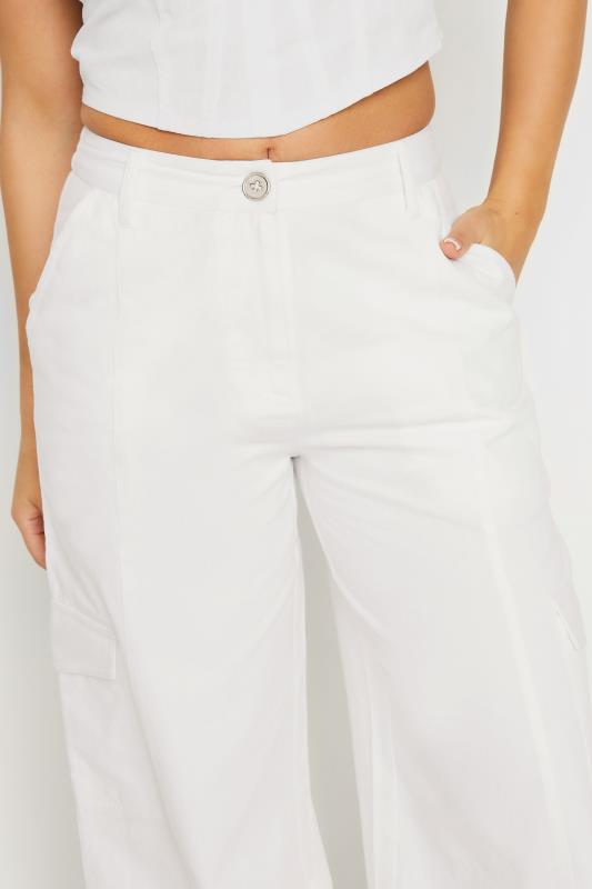 PixieGirl Petite Women's White Cargo Trousers | PixieGirl 4