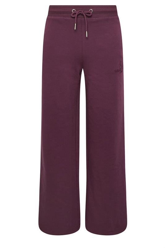PixieGirl Petite Women's Burgundy Red 'Monte Carlo' Slogan Wide Leg Joggers | PixieGirl 5