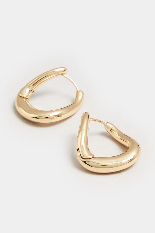 Gold Tone Oval Twist Hoop Earrings | Yours Clothing 3