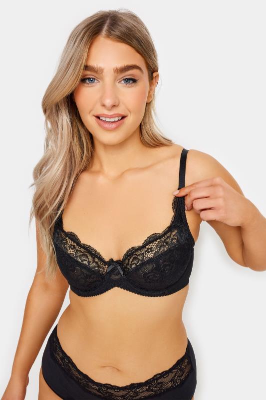 Women's  M&Co Black Lace Non-Padded Floral Bra