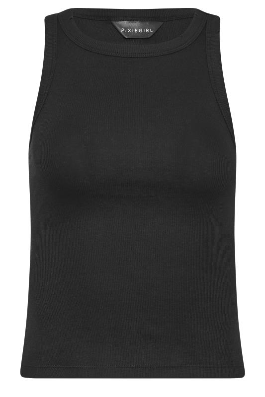 PixieGirl Petite Womens 2 PACK Grey Acid Wash & Black Plain Racer Neck Vest Tops | PixieGirl 9