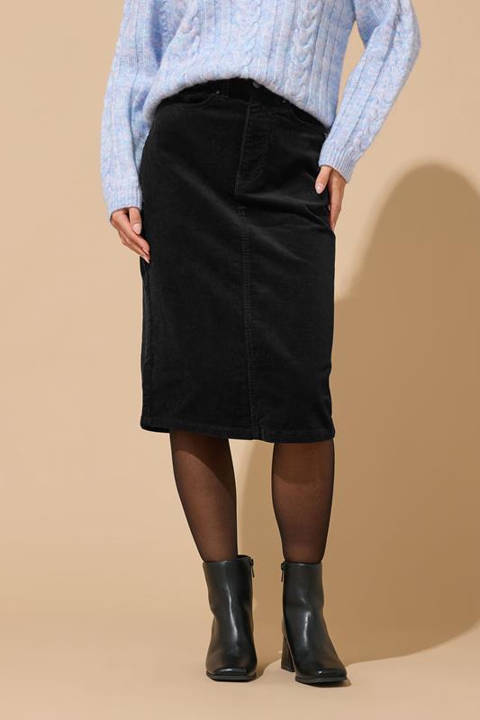 M&Co Petite Black Cord Midi Skirt