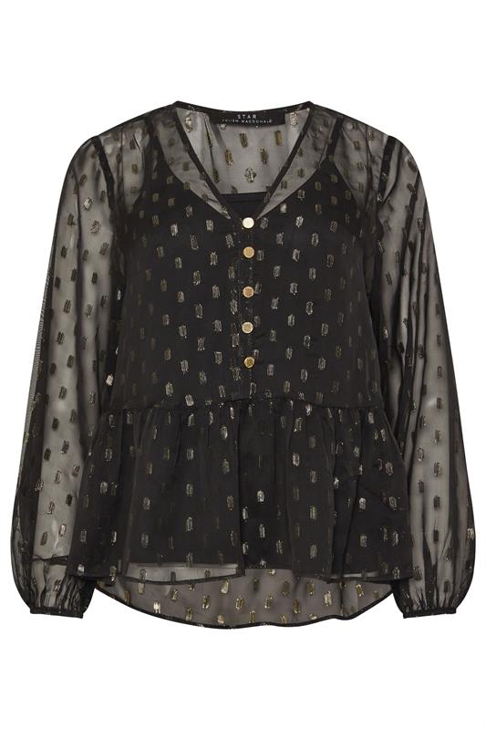 STAR Black Metallic Detail Mesh Jacquard Blouse | StarByJM 5