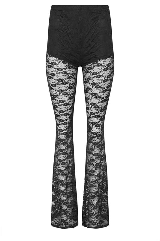 PixieGirl Petite Women's Black Lace Kick Flare Trousers | PixieGirl 6
