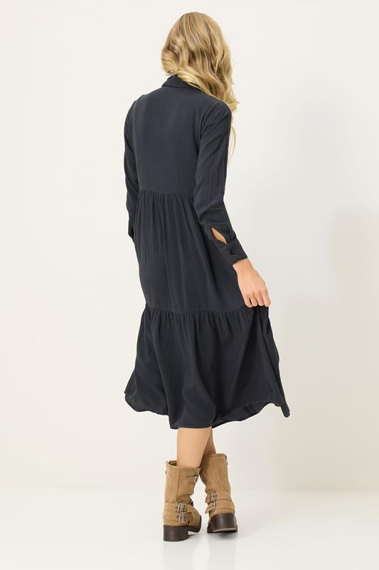 PixieGirl Petite Women Black Acid Wash Tiered Smock Dress | PixieGirl 3