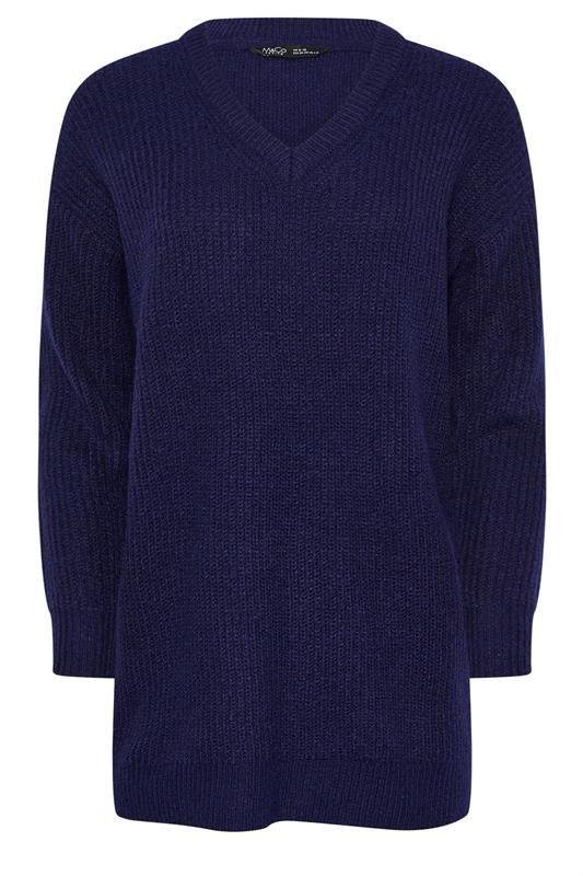 M&Co Petite Navy Blue V-Neck Tunic Jumper | M&Co  6