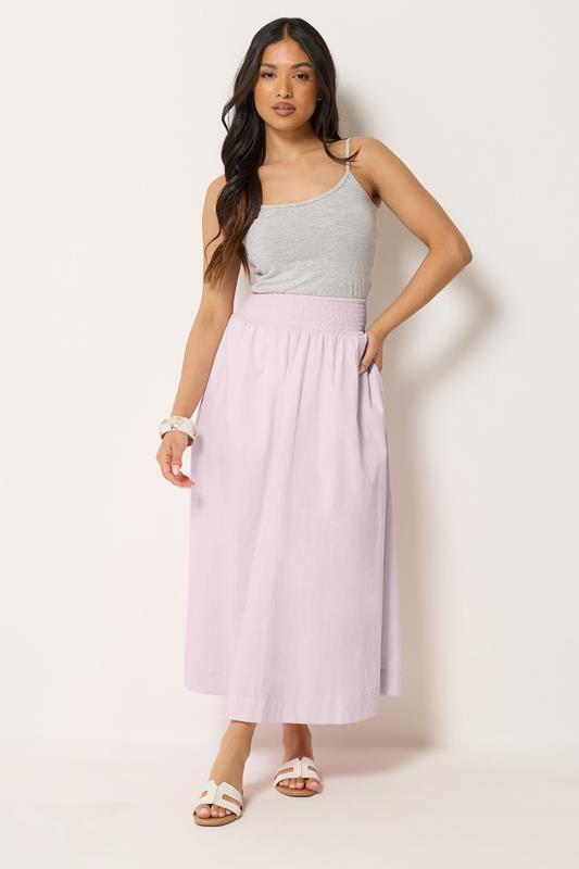  PixieGirl Petite Baby Pink Poplin Shirred Cotton Maxi Skirt