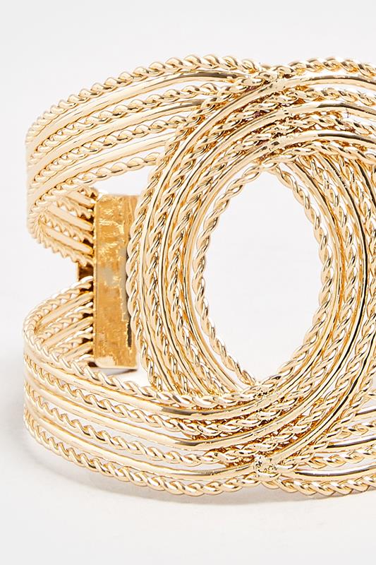 Gold Tone Twisted Statement Cuff Bangle | Yours Clothing 3